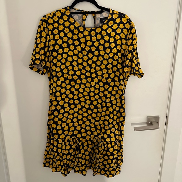 MinkPink Sunfields Minidress (black with yellow flowers). Size Large - Picture 3 of 5